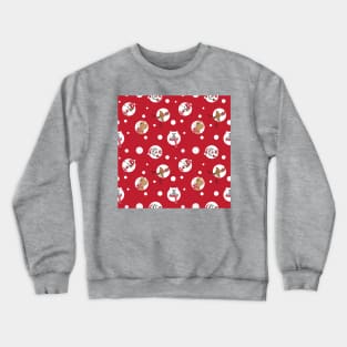 Christmas animals in white polka dots Crewneck Sweatshirt